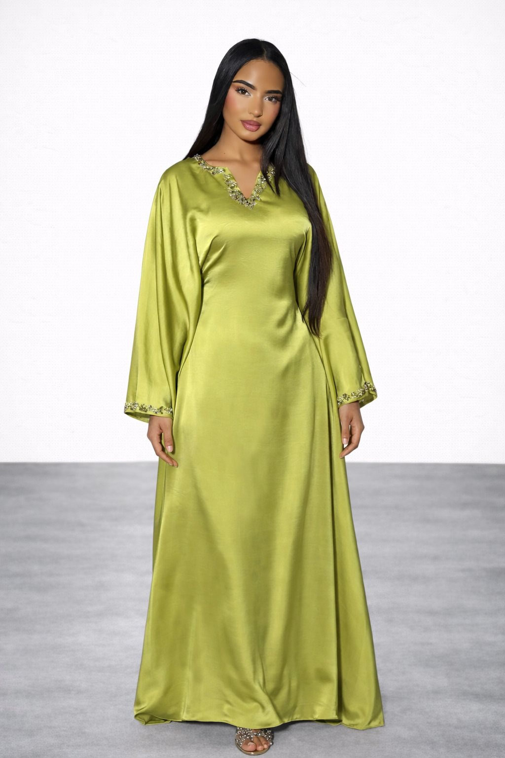 Pistachio Silk Abaya